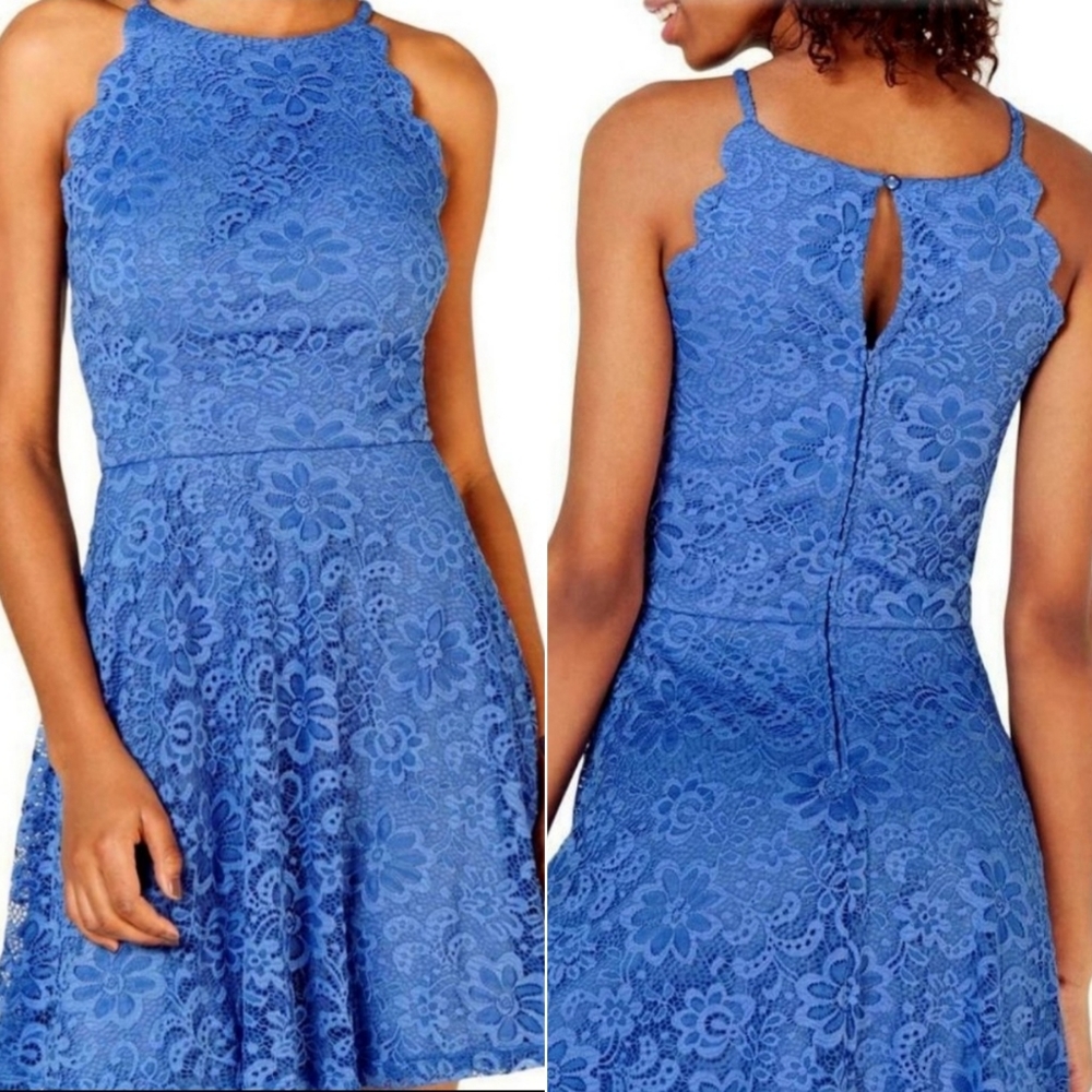 BCX Scalloped Sleeveless Lace Cocktail Dress